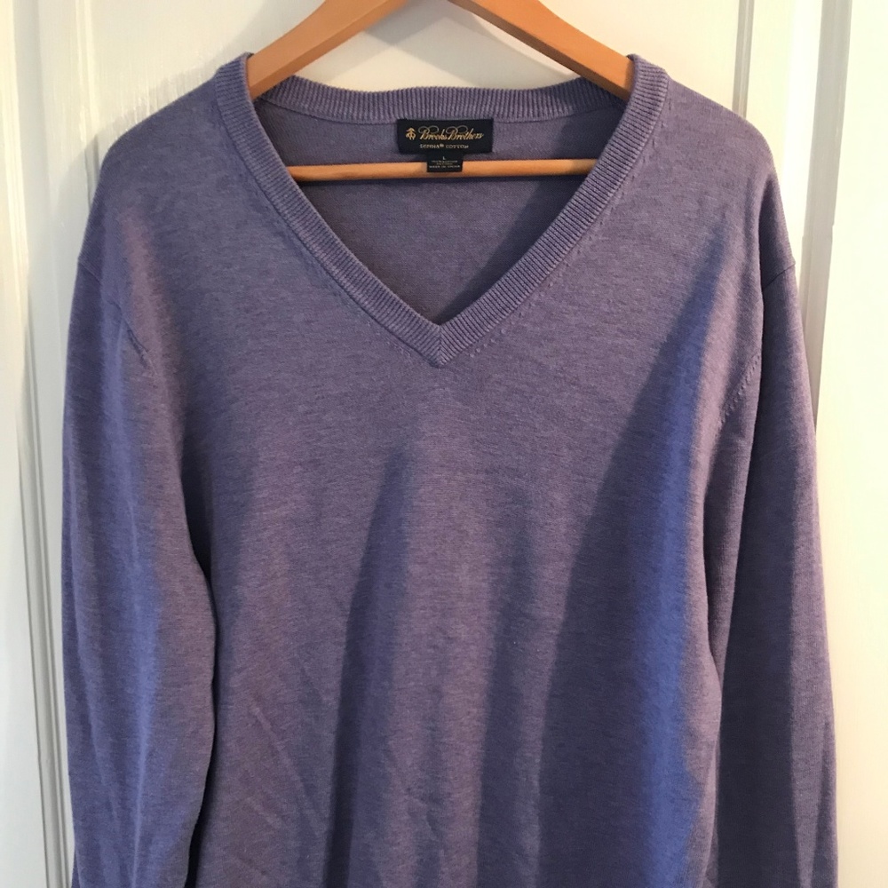 Brooks Brothers L Lavender V-Neck Sweater